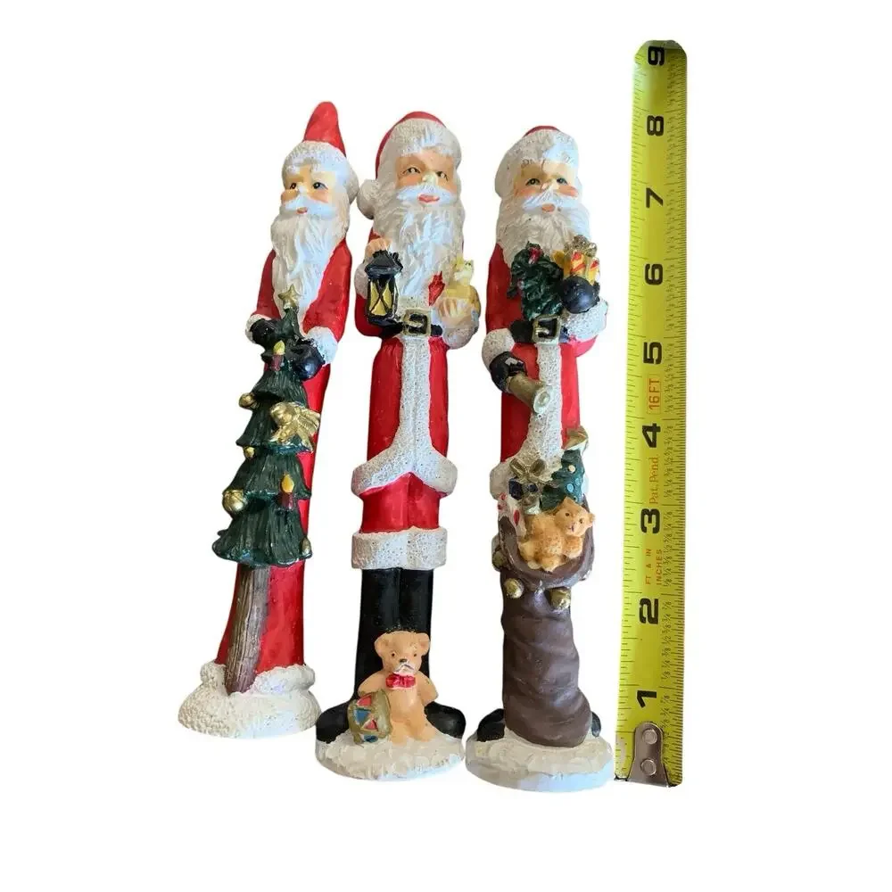 Windsor Collection Lot of 3 Vintage Pencil Santa Figurines Christmas Resin 11.5